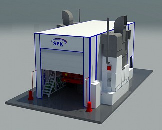 Окрасочно-сушильная камера тупикового типа SPK-12.5.5 для пожарной техники