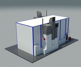 Окрасочно-сушильная камера тупикового типа SPK-12.5.5 для пожарной техники